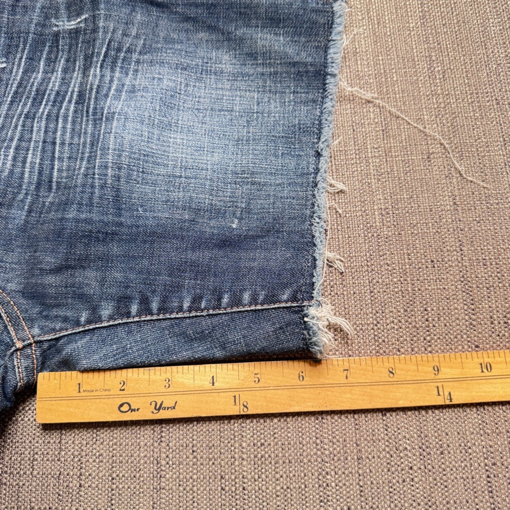 C Pink Blue Distressed Denim Cut Off Shorts Women Size 9 Frayed Hem Whiskered - Picture 6 of 11
